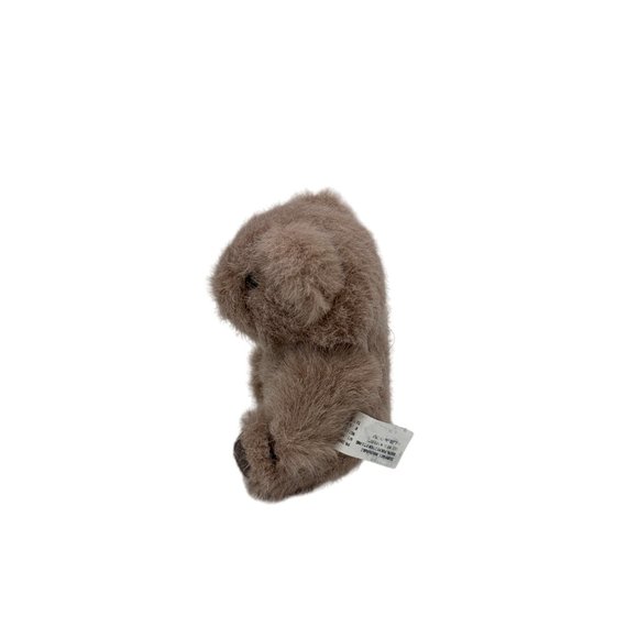 Set of 2 Mini Brown Bears Stuffed Animal Plush 1- articulated and 1 with Red Bow - Picture 4 of 6